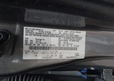 2014 Ford Focus Se from USA, damaged, VIN 1FADP3K27EL300207